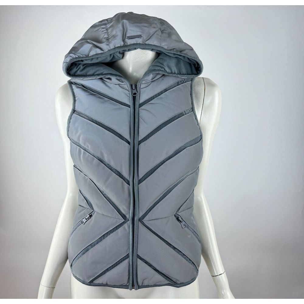 Blanc Noir Zip Front Mesh Inset Puffer Vest Women S Down Feather Sleeveless